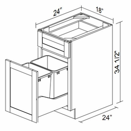 Kabinet King White Knight BWB18: Wastebasket Base Cabinet: Assembled Kitchen Cabinets