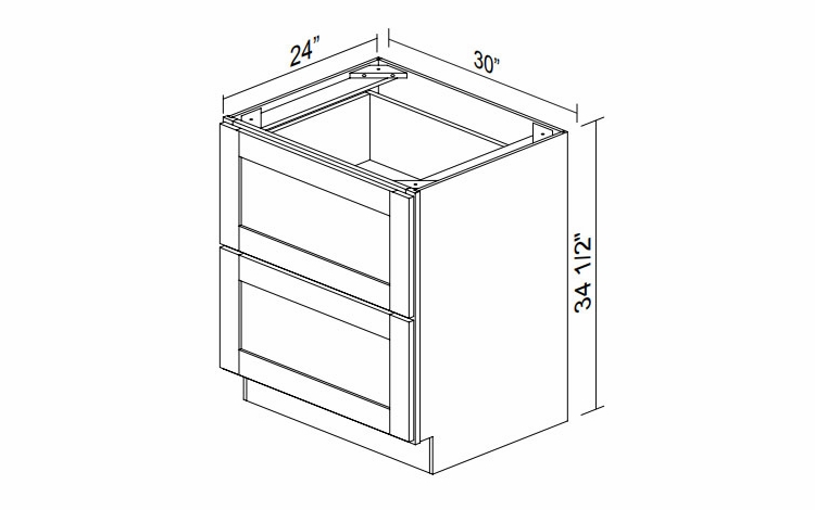 Kabinet King White Knight DB30-2: Pot & Pan Base Cabinet: Assembled Kitchen Cabinets