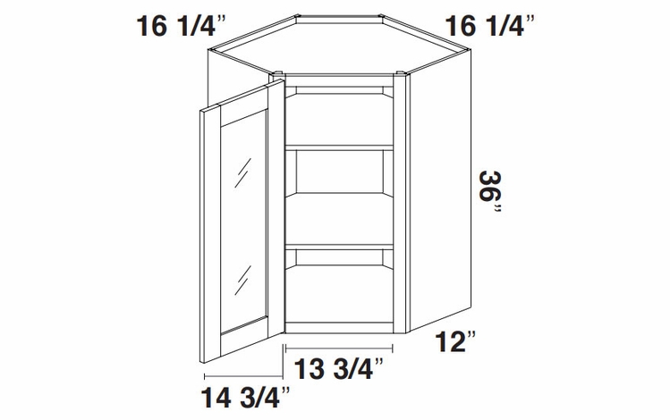 Kabinet King White Knight GDWDC2436: Diagonal Corner Glass Wall Cabinet: Assembled Kitchen Cabinets