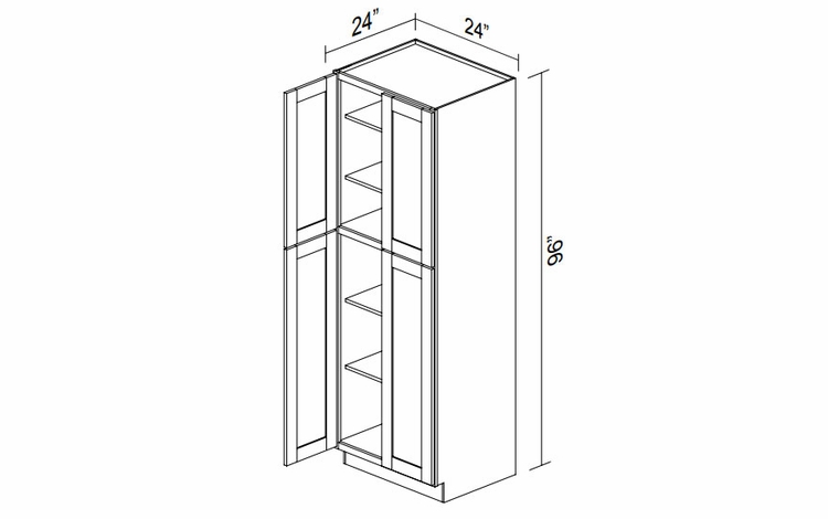 Kabinet King White Knight PC2496: Double Door Pantry: Assembled Kitchen Cabinets