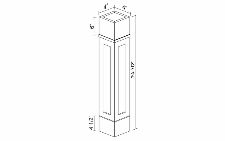 Kabinet King White Knight SSPA34: Shaker Decorative Post: Assembled Kitchen Cabinets