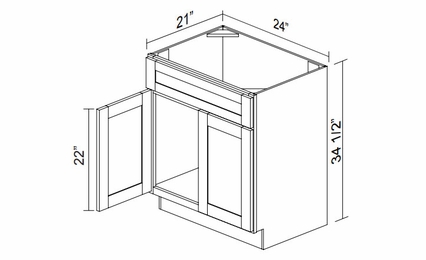 Kabinet King White Knight VA2421: Vanity Sink Base Cabinet: Assembled Kitchen Cabinets