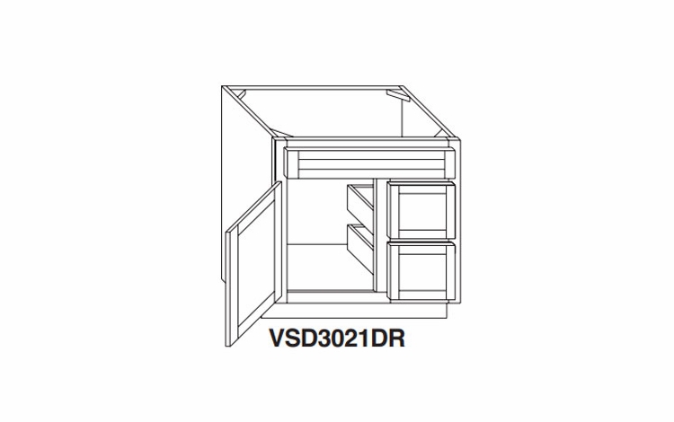 Kabinet King White Knight VSD3021DR: Vanity Sink Base Cabinet with Two Drawers: Assembled Kitchen Cabinets