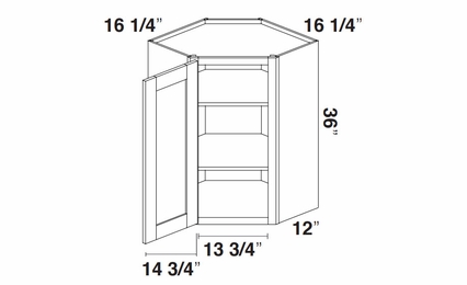 Kabinet King White Knight WDC2436: Diagonal Corner Wall Cabinet: Assembled Kitchen Cabinets