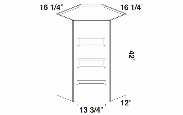 Kabinet King White Knight WOCD2442: Open Diagonal Corner Wall Cabinet: Assembled Kitchen Cabinets