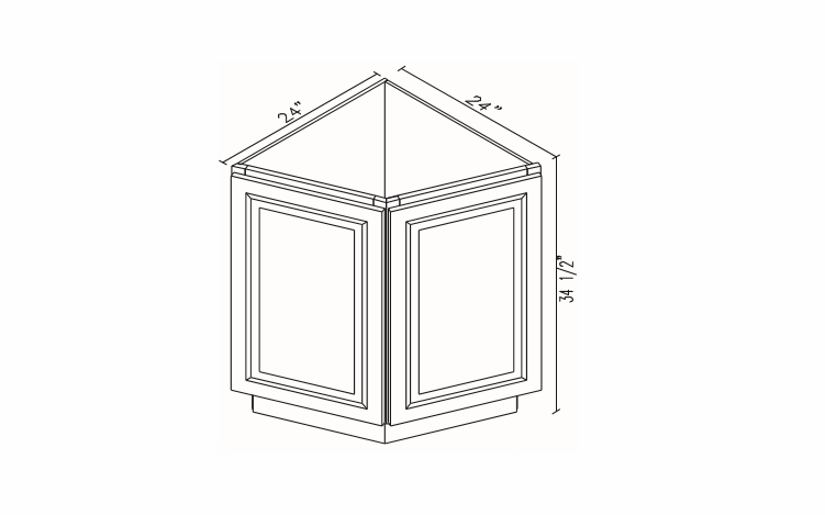 Kabinet King White Shaker AB24: Angled Base Cabinet: RTA Kitchen Cabinet