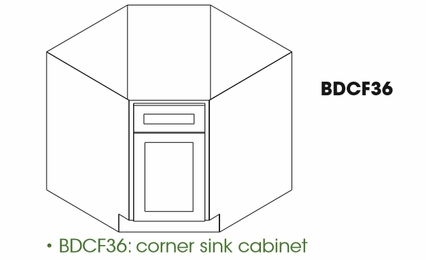 Kabinet King White Shaker BDCF36: Base Diagonal Corner Sink Cabinet: RTA Kitchen Cabinet