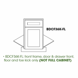 Kabinet King White Shaker BDCF36K FL: Base Diagonal Corner Front & Floor: RTA Kitchen Cabinet