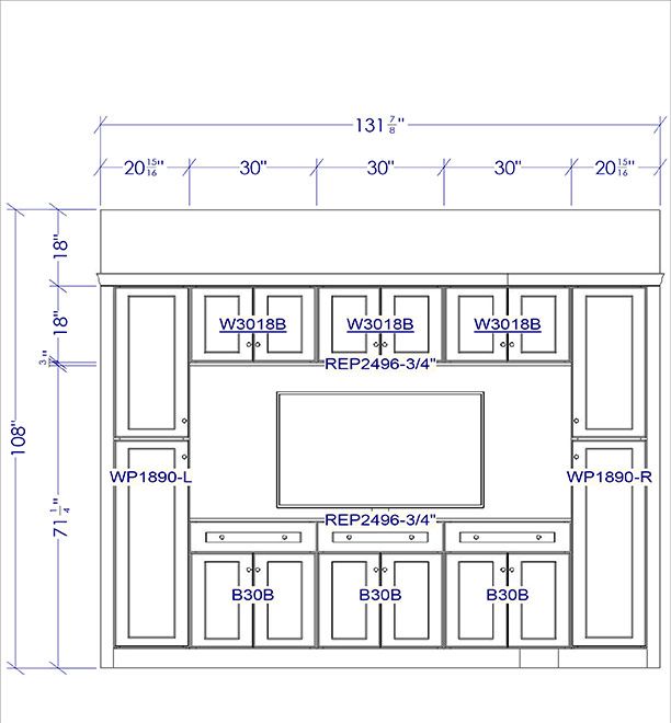 King White Shaker EC1126"x90" Entertainment Center BuiltIn