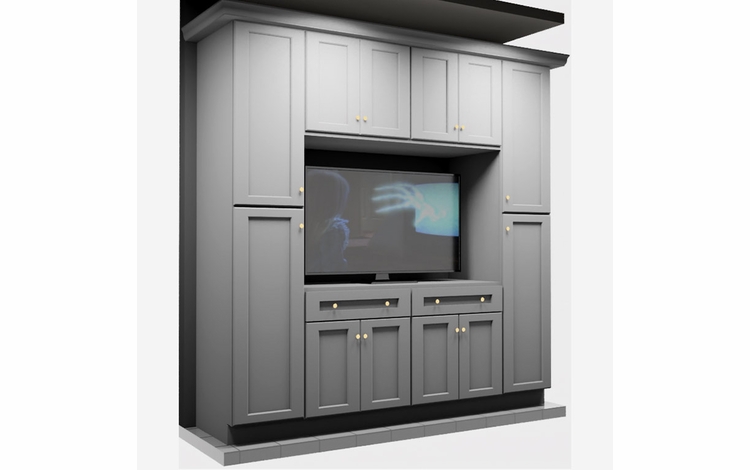 Kabinet King White Shaker EC1-96"x96": Entertainment Center Built-In Cabinetry: RTA Cabinets