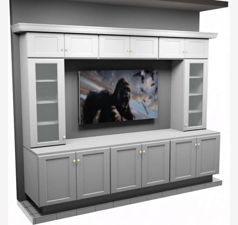 King White Shaker EC2108"x84" Entertainment Center BuiltIn