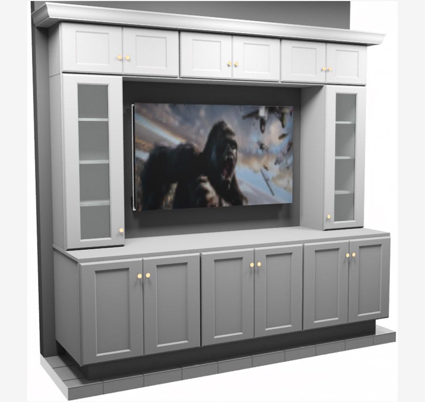 King White Shaker EC290"x84" Entertainment Center BuiltIn