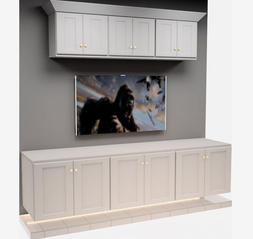King White Shaker EC599"x90" Entertainment Center BuiltIn