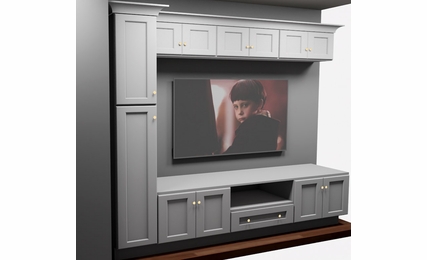 Kabinet King White Shaker EC6-105"x84": Entertainment Center Built-In Cabinetry: RTA Cabinets