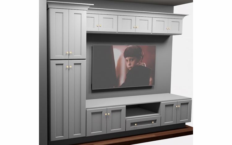Kabinet King White Shaker EC6-114"x84": Entertainment Center Built-In Cabinetry: RTA Cabinets