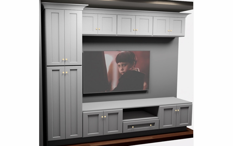 Kabinet King White Shaker EC6-114"x90": Entertainment Center Built-In Cabinetry: RTA Cabinets