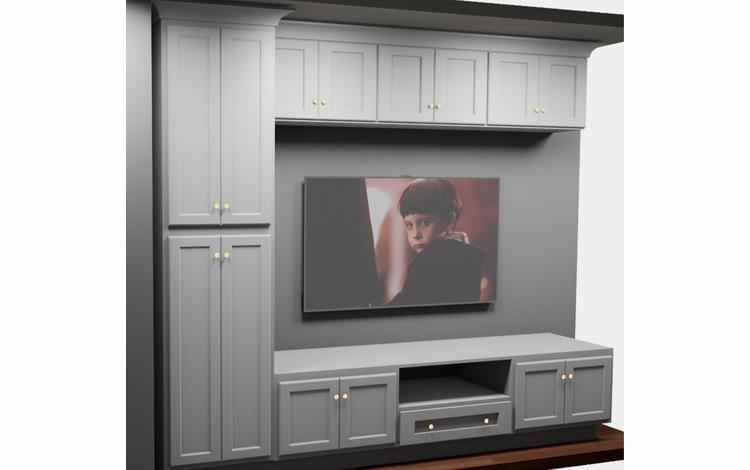 Kabinet King White Shaker EC6-114"x96": Entertainment Center Built-In Cabinetry: RTA Cabinets