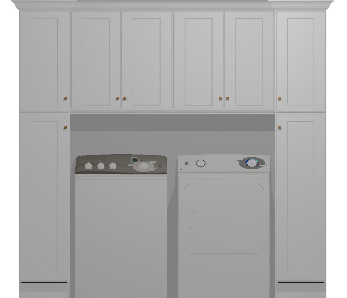 King White Shaker LR190"x84" Laundry Room BuiltIn