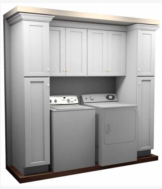 King White Shaker LR190"x84" Laundry Room BuiltIn