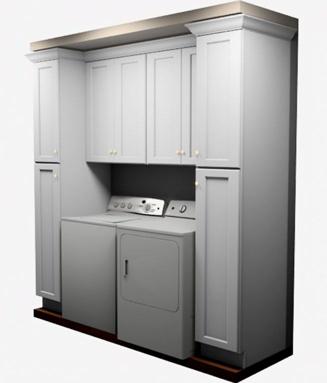 King White Shaker LR190"x90" Laundry Room BuiltIn