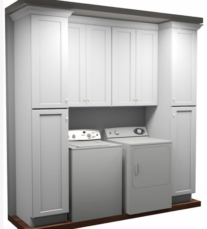 King White Shaker LR196"x96" Laundry Room BuiltIn