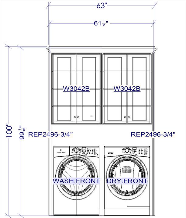 King White Shaker LR262"x99" Laundry Room BuiltIn