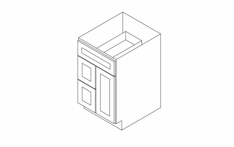 Kabinet King White Shaker S3021DL: Left Bathroom Vanity: RTA Kitchen Cabinet