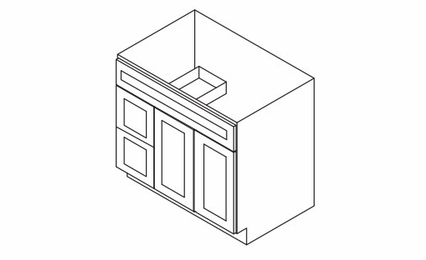 Kabinet King White Shaker S3621BDL: Left Bathroom Vanity: RTA Kitchen Cabinet