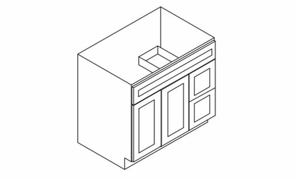 Kabinet King White Shaker S3621BDR: Right Bathroom Vanity: RTA Kitchen Cabinet