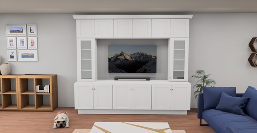 Kabinet King White Shaker TV Room Cabinetry