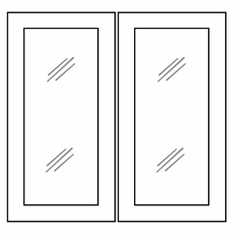 Kabinet King White Shaker W2430BGD: Glass Door Set With Clear Glass - No Mullion: RTA Kitchen Cabinet