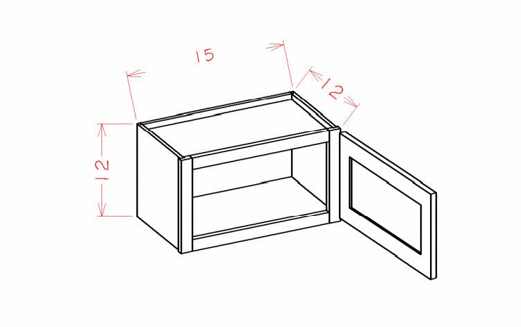 Lait Grey Shaker W1512: Single Door Wall Cabinet: RTA Kitchen Cabinet
