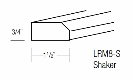 LRM8-S: Shaker Light Rail Molding: Amesbury Mist RTA Kitchen Cabinet