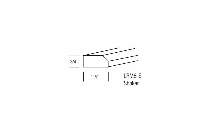 LRM8-S: Shaker Light Rail Molding: Dover Norwich RTA Kitchen Cabinet