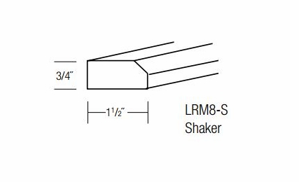 LRM8-S: Shaker Light Rail Molding: Essex Norwich RTA Kitchen Cabinet