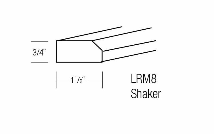 LRM8-S: Shaker Light Rail Molding: Essex RTA Kitchen Cabinet