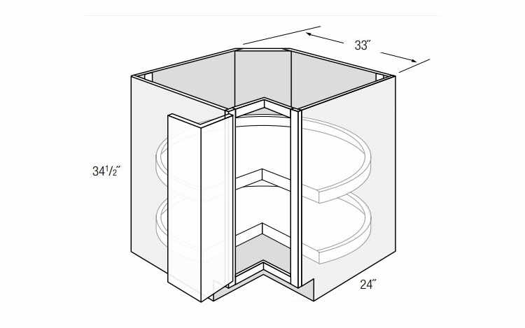 LS33: Corner Base Cabinet: Dover Lunar RTA Kitchen Cabinet