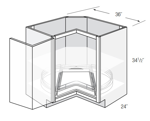 LS36DR-BOTH: Square Corner Lazy Susan Base Cabinet: Essex