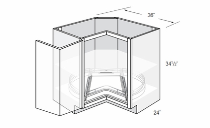 LS36DR-BOTTOM: Square Corner Lazy Susan Base Cabinet: Dover Norwich RTA Kitchen Cabinet