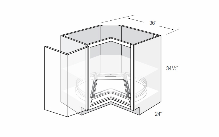 LS36DR-BOTTOM: Square Corner Lazy Susan Base Cabinet: Trenton Slab RTA Kitchen Cabinet