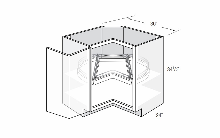 LS36DR-TOP: Square Corner Lazy Susan Base Cabinet: Amesbury Mist RTA Kitchen Cabinet