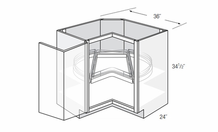 LS36DR-TOP: Square Corner Lazy Susan Base Cabinet: Trenton Recessed RTA Kitchen Cabinet