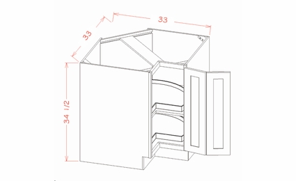 LSB33: Base Easy Reach Cabinet With Lazy Susan Trays : Rivera Conch Shell Kitchen Cabinets