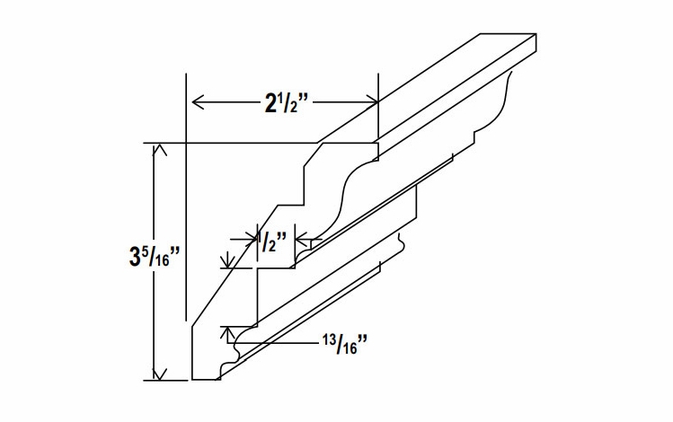 Lunar Gray ACM8: Angle Crown Molding: Assembled Kitchen Cabinets