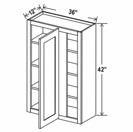 Lunar Gray AW1236: Angle Wall Cabinet: Assembled Kitchen Cabinets