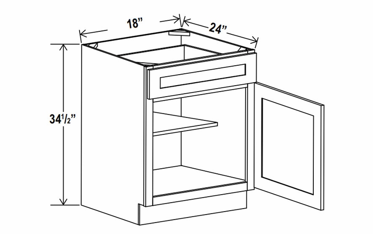 Lunar Gray B18: Single Door Base Cabinet: Assembled Kitchen Cabinets