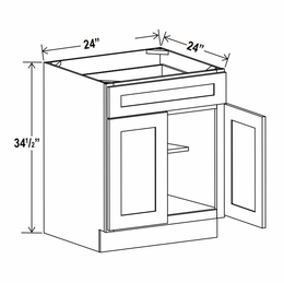 Lunar Gray B24: Double Door Base Cabinet: Assembled Kitchen Cabinets