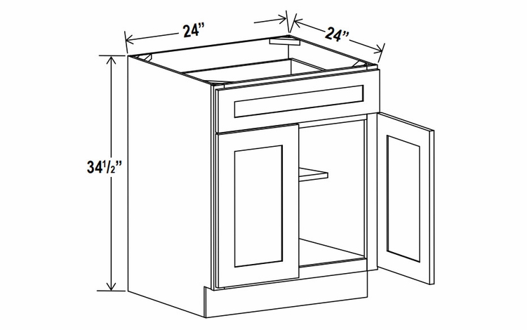 Lunar Gray B24: Double Door Base Cabinet: Assembled Kitchen Cabinets