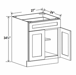 Lunar Gray B27: Double Door Base Cabinet: Assembled Kitchen Cabinets