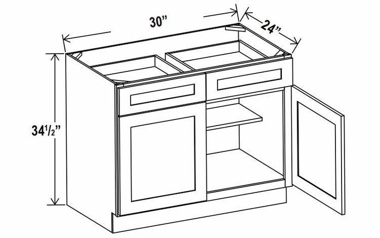 Lunar Gray B30: Double Door Base Cabinet: Assembled Kitchen Cabinets